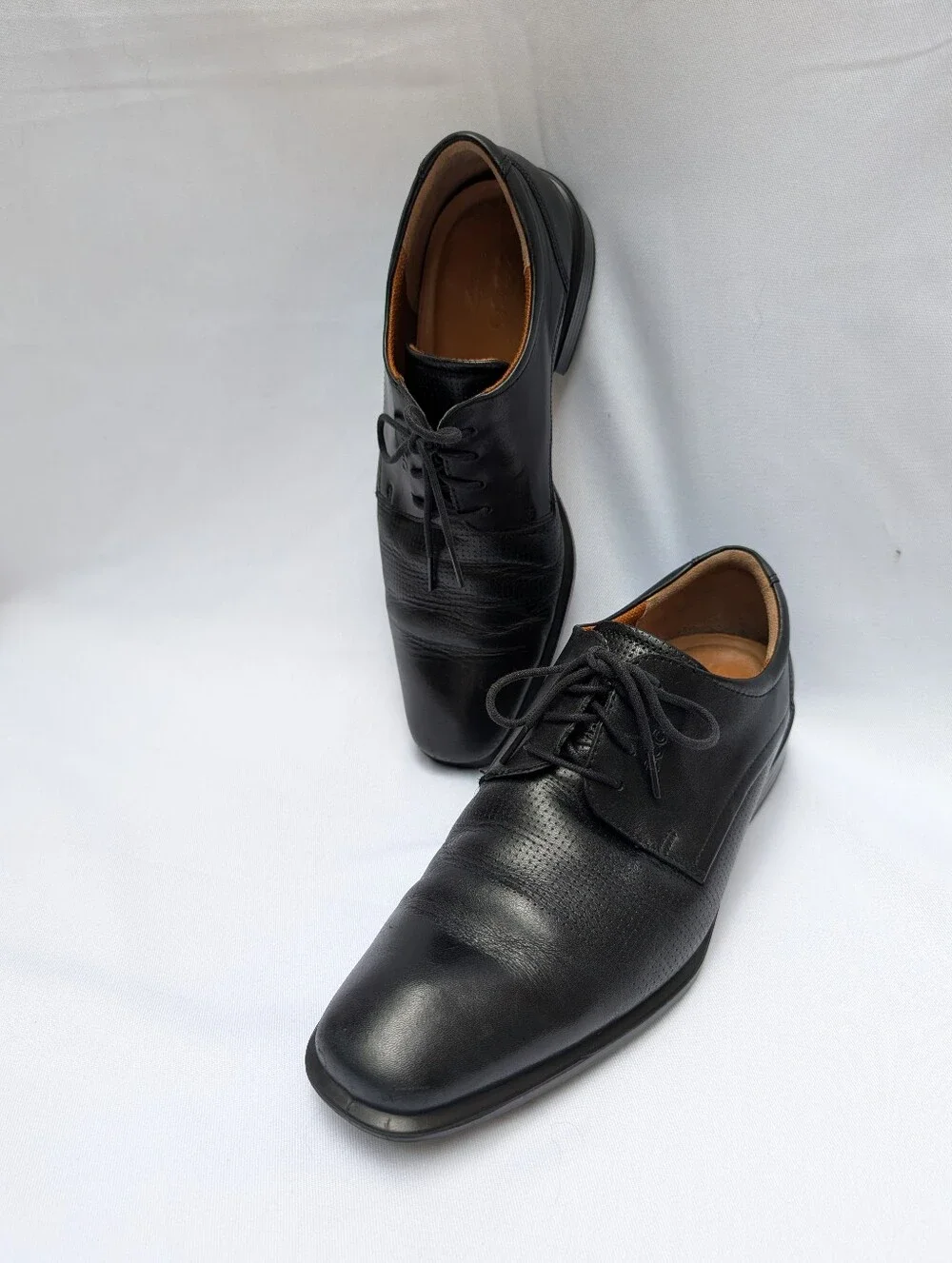 ECCO Men's Black Leather Derby Shoes Size EU 45 US 11.5 Dress Casual